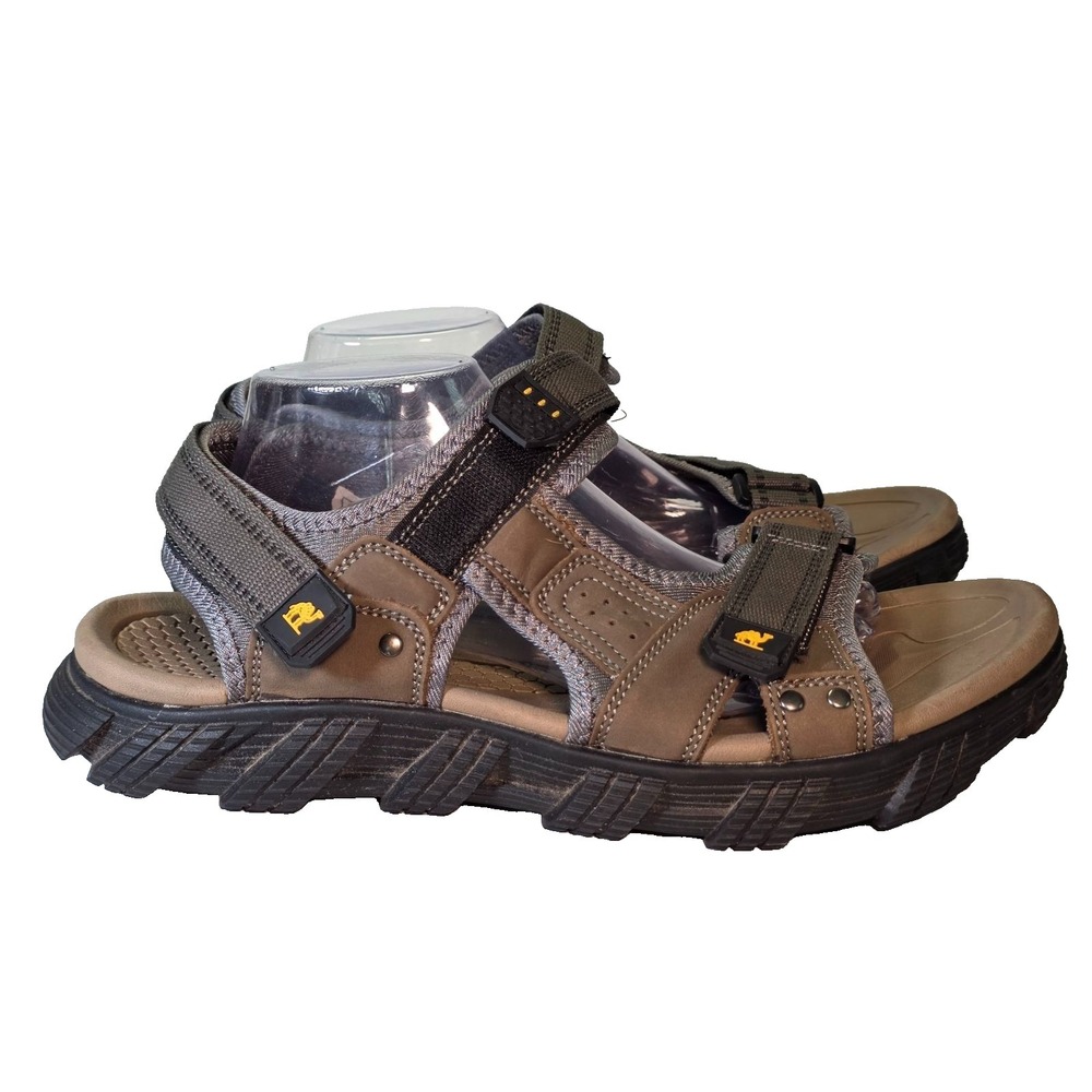 Camel Crown Men's Hiking Sandals Size 12.5 Khaki Brown Gray Leather Shoes